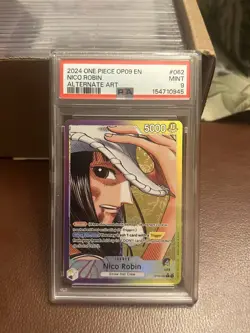 One Piece Card Game TCG Nico Robin OP09-062 Alt Art Leader PSA 9 - Image 3