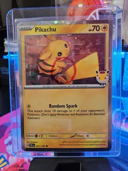 Pikachu 051/162 Pokemon Day STAMPED Cosmos Pokemon Day Promo SWIRL 🌀 - Image 2