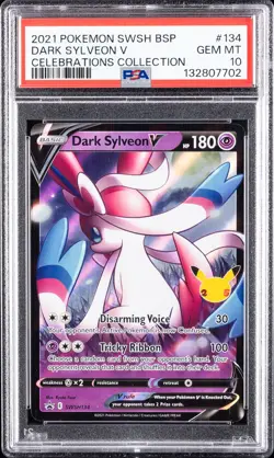 2021 POKEMON SWSH BLACK STAR PROMO CELEBRATIONS COLLECTION DARK SYLVEON V PSA 10 - Image 1