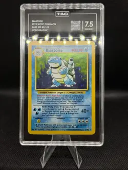 Pokemon TCG Blastoise Holo Rare Unlimited Base Set 2/102 WOTC 1999 TAG 7.5 NM+ - Image 1