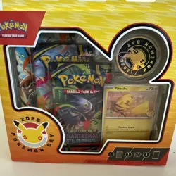 Pokemon Day 2026 Collection Box Pikachu Promo Card Coin 3 Booster Packs - Image 1