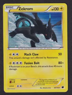Pokemon TCG Zekrom 39/116 Holo Rare Black & White Plasma Freeze Near Mint-Mint - Image 1