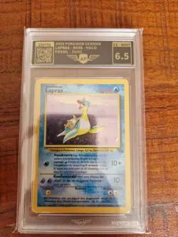 Lapras Holo Fossil 10/62 Deutsch Vintage Pokemon Karte Graded 6.5 - Image 1