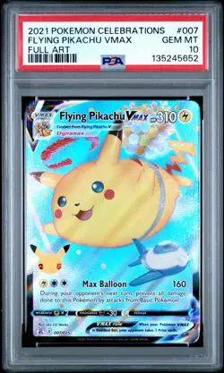 2021 Pokemon Celebrations #007 Flying Pikachu Vmax PSA10 - Image 1