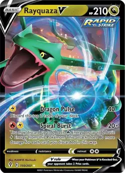 Rayquaza V 110/203 Holo Ultra Rare Evolving Skies Pokemon Card Pack Near Mint NM - Image 1