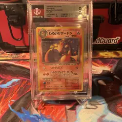 1997 P.M. Pokemon Japanese Rocket Gang Holo Dark Charizard #6 BgS 9 mint *SWIRL* - Image 1