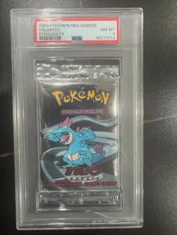 Pokemon WOTC Neo Genesis Unlimited Booster Pack Sealed Feraligatr PSA Graded 8 - Image 1