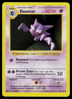 Pokemon Card - Haunter Base Set Shadowless 29/102 Uncommon - Image 1