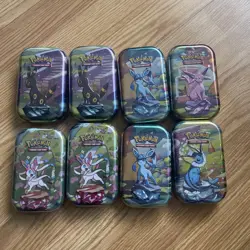 Pokemon Prismatic Evolutions Mini Tins SET of 8 New Sealed - Image 1