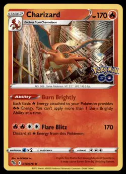 Charizard 010/078 Holo Rare Pokemon GO Pokemon Holo Lightly Played - Image 1