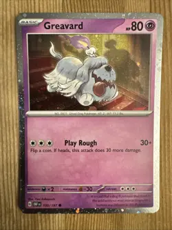 Pokemon TCG Greavard SV03: Obsidian Flames 100/197 Cosmos Holo Common - Image 1