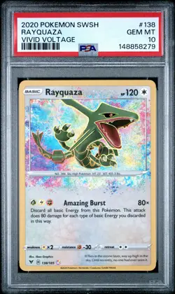 2020 POKEMON SWORD & SHIELD VIVID VOLTAGE #138 RAYQUAZA PSA 10 - Image 1