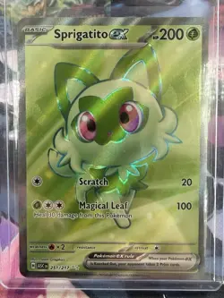 Pokemon Sprigatito EX Ultra Rare Full Art Holo 251/217 Basic 200 HP 2023 - Image 1