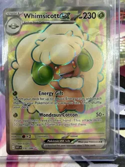Pokemon Whimsicott EX Ultra Rare Full Art Holo White Flare 157/086 230 HP 2024 - Image 1