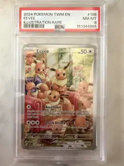 Pokemon Eevee Illustration Rare Holo Sv06 Twilight Masquerade 188/167 PSA 8 2024 - Image 1