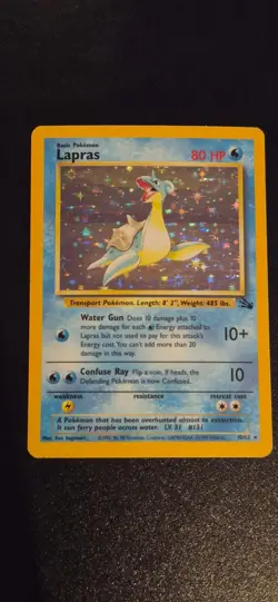 Lapras 10/62 Unlimited Holo Rare Fossil Pokemon HP - Image 1