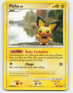 2007 Pokemon, Mysterious Treasures, #93/123 Pichu, Common (b) - Image 1