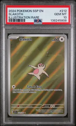 2024 POKEMON SSP EN-SURGING SPARKS ILLUSTRATION RARE #212 SLAKOTH PSA 10 - Image 1