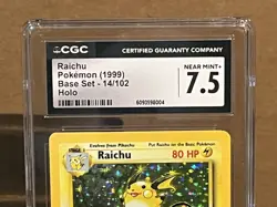 1999 Pokemon Raichu Holo #14 CGC 7.5 - Image 3
