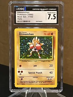 Pokemon TCG Hitmonchan Base Set 7/102 Holo 1999-2000 Wizards Base Set Copyright - Image 2