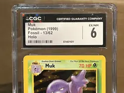 1999 Pokemon Muk 13/62 Fossil Holo CGC 6 - Image 2