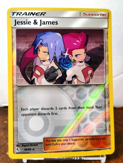 POKEMON JESSIE & JAMES 58/68 REVERSE HOLO RARE HIDDEN FATES LP-NM - Image 1