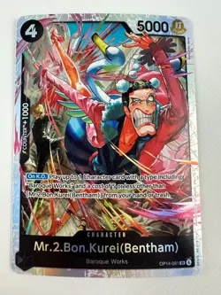 One Piece Mr.2.Bon.Kurei (Bentham) SR The Azure Sea's Seven OP14-091 Foil NM - Image 1