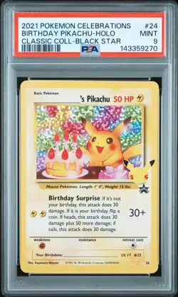 2021 POKEMON CELEBRATIONS CLASSIC COLLECTION #24 BIRTHDAY PIKACHU-HOLO PSA 9 - Image 1