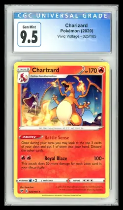 2020 Pokemon - SWSH Vivid Voltage Charizard 025/185 Rare - CGC 9.5 GEM MINT - Image 1