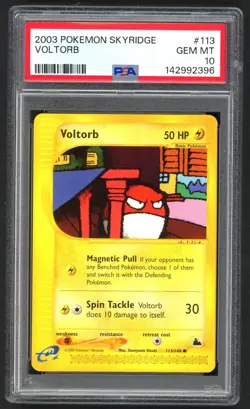 Pokemon Cards - PSA 10 Voltorb 113/144 - Skyridge Non Holo - GEM MT - PSA10 - Image 1
