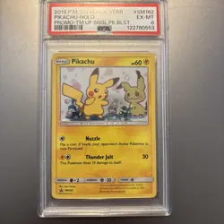 PSA 6 POKEMON TEAM UP SM BLACK STAR PROMO PIKACHU MIMIKYU #SM162 HOLO NM Mint - Image 1