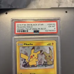 PSA 6 POKEMON TEAM UP SM BLACK STAR PROMO PIKACHU MIMIKYU #SM162 HOLO NM Mint - Image 2