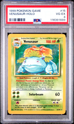 PSA 4 1999 Base Set Venusaur 15/102 Holo Foil Pokemon WOTC Unlimited - Image 1