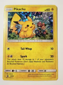 Pokemon TCG Pikachu SM86 Black Star Promo Holo 60 HP Tail Whap Spark English - Image 1