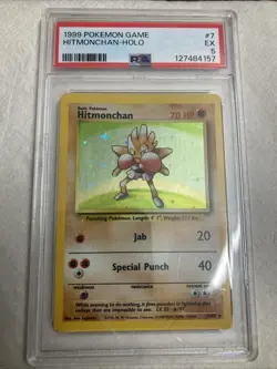 1999 Pokemon TCG Hitmonchan Base Set Holo Unlimited Rare PSA 5 - Image 1