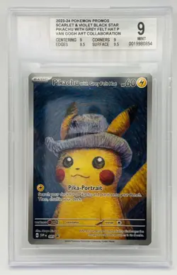 Pokemon Pikachu TCG Van Gogh Grey Felt Hat Black Star Promo SVP 085 BGS 9 - Image 1