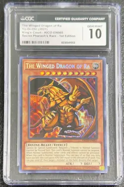 2021 YU-GI-OH! KING'S COURT 1ST ED #EN065 THE WINGED DRAGON OF RA CGC 10 - Image 1