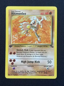 Hitmonlee 22/62 1st Edition Fossil Rare 1999 Pokemon Card 60 HP - Image 1