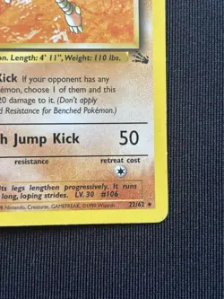 Hitmonlee 22/62 1st Edition Fossil Rare 1999 Pokemon Card 60 HP - Image 4