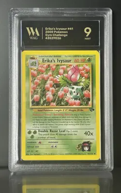 Graded WAG MINT 9 Erika's Ivysaur 41/132 Gym Challenge Unlimited Vintage Card - Image 1