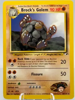 Pokemon Card Gym Heroes Brock's Golem 20/132 Unlimited Rare - Image 1