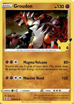 GROUDON 017/025 R CELEBRATIONS POKEMON HOLO MP - Image 1