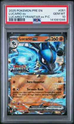 2025 POKEMON PRE EN-PRISMATIC EVOLUTIONS #051 LUCARIO EX PSA 10 - Image 1
