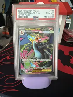 2025 POKEMON PFL EN-PHANTASMAL FLAMES ULTRA RARE #109 MEGA CHARIZARD X EX PSA 10 - Image 1