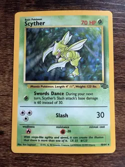 Pokemon TCG Scyther 10/64 Holo Rare Jungle Unlimited LP - Image 1