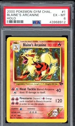 2000 Pokemon Gym Challenge 1 Arcanine Holo PSA 6 - Image 1