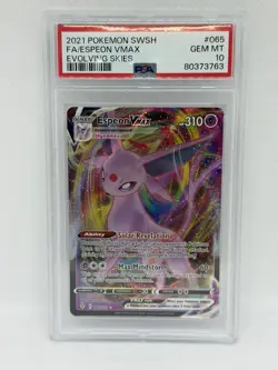 PSA 10 Pokemon FA/Espeon VMAX 65/203 Evolving Skies SWSH 2021 - Image 1