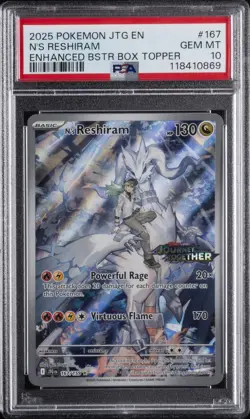 2025 POKEMON JTG EN-JOURNEY TOGETHER #167 N'S RESHIRAM PSA 10 - Image 1