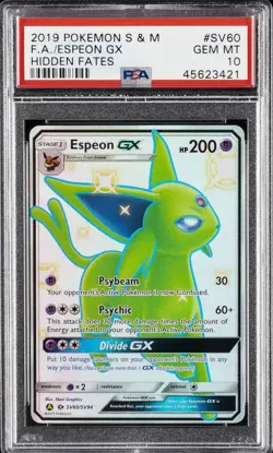 2019 POKEMON SUN & MOON HIDDEN FATES #SV60 FULL ART/ESPEON GX PSA 10 - Image 1