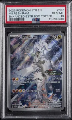 2025 POKEMON JTG EN-JOURNEY TOGETHER #167 N'S RESHIRAM PSA 10 - Image 1